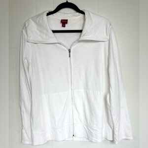 NWOT Merona White Zip-Up 100% Cotton Jacket / Top  Size XL